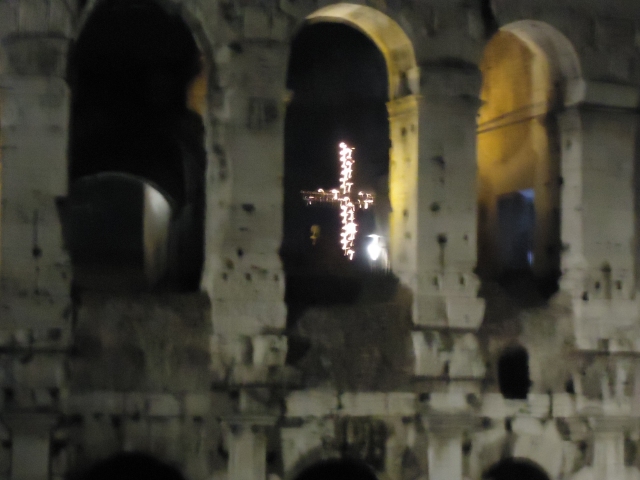 The fiery cross through the colosseum 