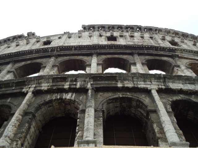 This is my perspective of looking up the side of the Colosseum. Truly massive.